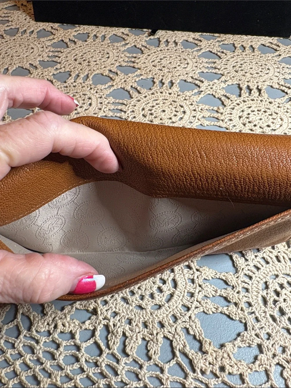Michael Kors Cognac Leather Continental Wallet with MK Lock